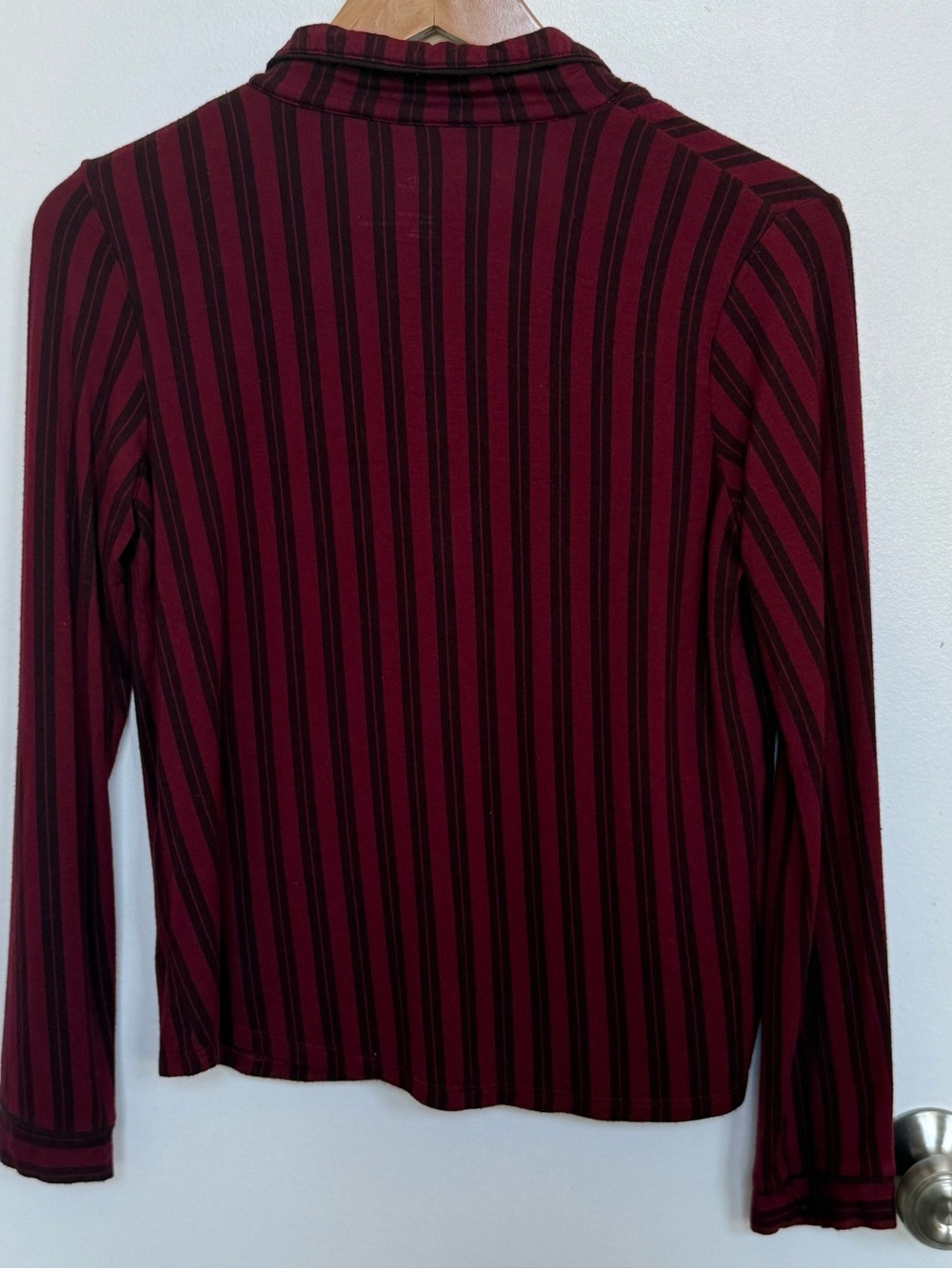 striped button-down long sleeve pajama top - Picture 3 of 4